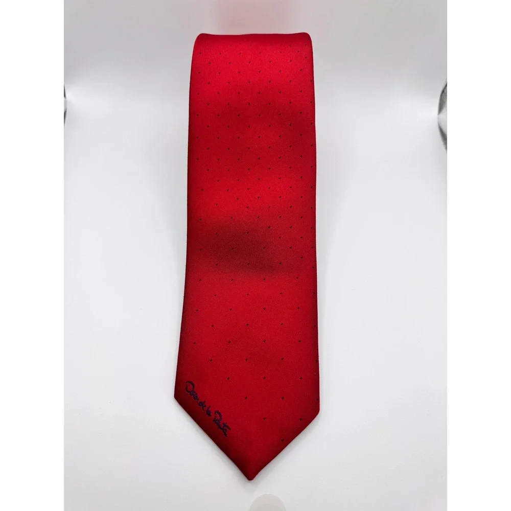 Vintage Oscar de‎ la Renta Red Silk Blend Necktie Formal Dress Career